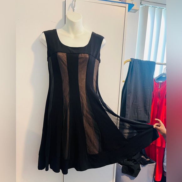 Connected Petite Dress Women’s 6P Black/Brown Stripes Fit & Flare - Picture 3 of 5